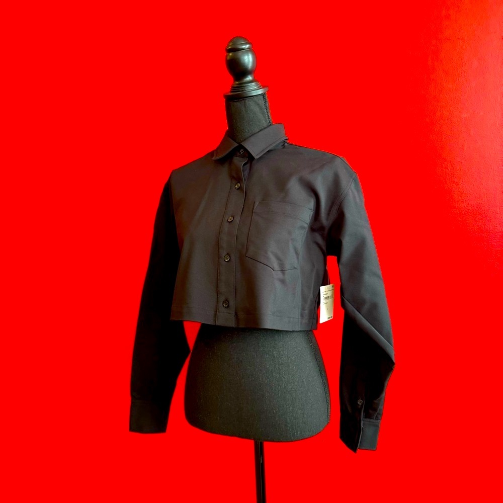 🖤 NWT Good American Boxy Cropped Button-Up